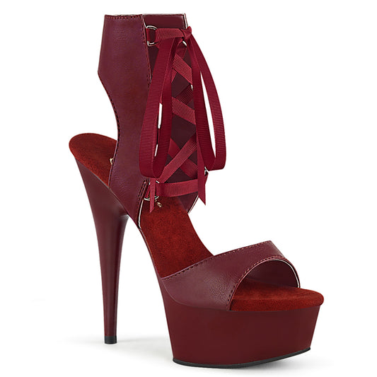 Pleaser Damen Sandalen DELIGHT-600-14 Burgund-Faux-Leder / Burgund Matt