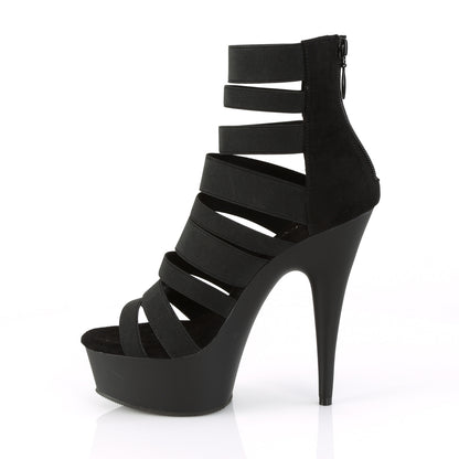 Pleaser Damen Sandalen DELIGHT-600-17 BLK elastisches Band / BLK Matte