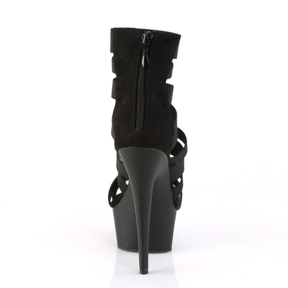Pleaser Damen Sandalen DELIGHT-600-17 BLK elastisches Band / BLK Matte
