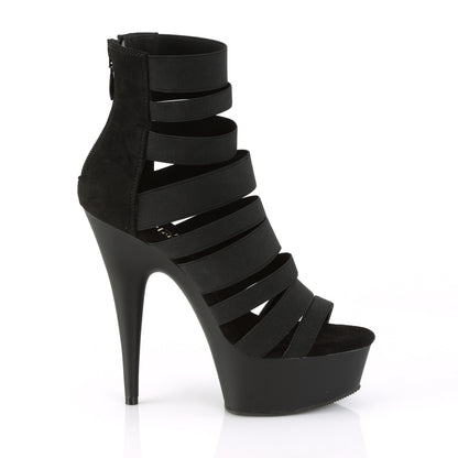 Pleaser Damen Sandalen DELIGHT-600-17 BLK elastisches Band / BLK Matte