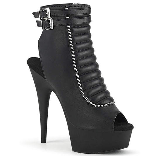 Pleaser Damen Knöchelstiefel DELIGHT-600-18 BLK Faux Leder / BLK Matte