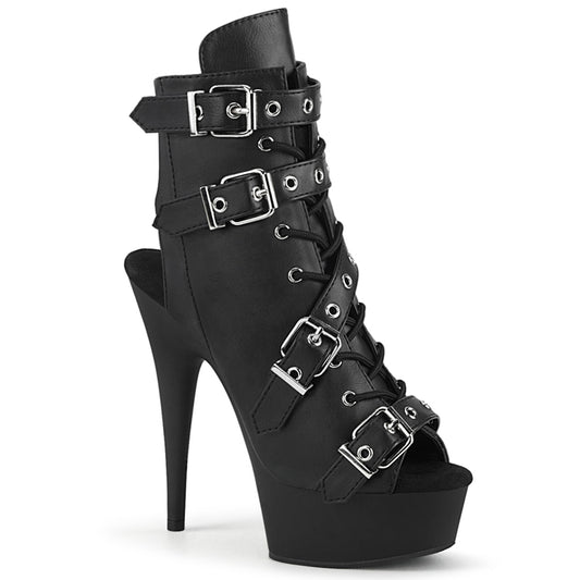 Pleaser Damen Knöchelstiefel DELIGHT-600-19 BLK Faux Leder / BLK Matte