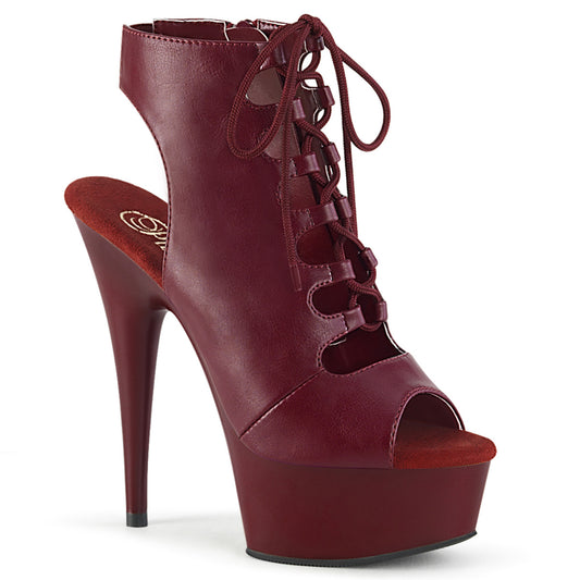 Pleaser Damen Knöchelstiefel DELIGHT-600-20 Burgund-Faux-Leder / Burgund Matt