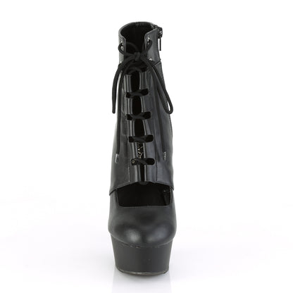 Pleaser Damen Knöchelstiefel DELIGHT-600-21 BLK Faux Leder / BLK Matte
