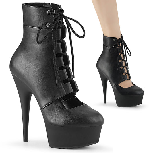 Pleaser Womens Ankle Boots DELIGHT-600-21 Blk Faux Leather/Blk Matte