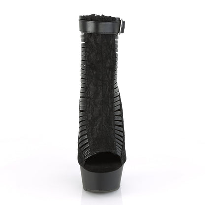 Pleaser Damen Knöchelstiefel DELIGHT-600-27LC BLK-Faux-Lederstoff / BLK Matt