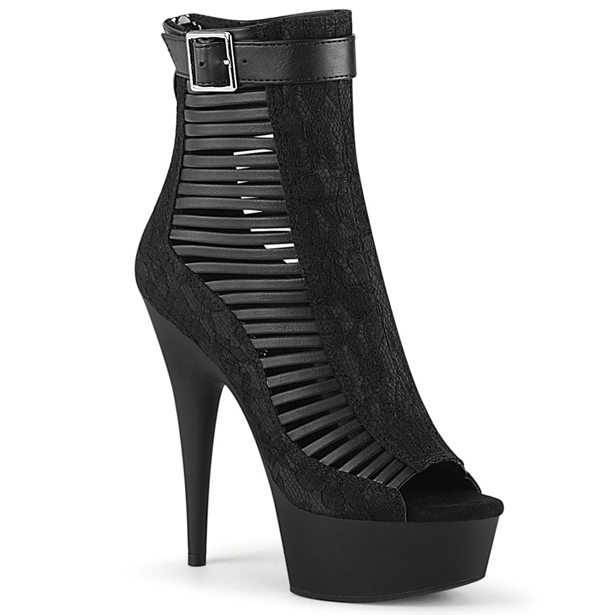 Pleaser Damen Knöchelstiefel DELIGHT-600-27LC BLK-Faux-Lederstoff / BLK Matt