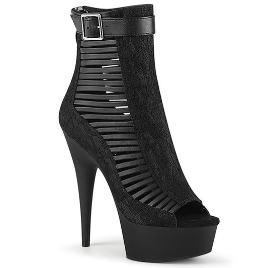 Pleaser Damen Knöchelstiefel DELIGHT-600-27LC BLK-Faux-Lederstoff / BLK Matt