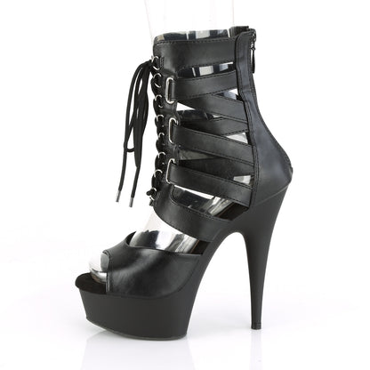 Pleaser Frauen Sandalen DELIGHT-600-31 BLK Kunstleder/BLK Matte
