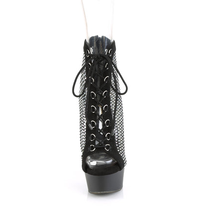 Pleaser  Stiefeletten DELIGHT-600-33RM BLK Faux Wildleder-RS Mesh / BLK Matte