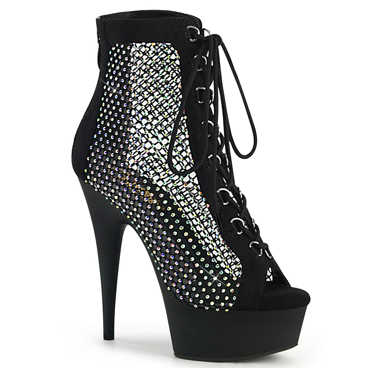 Pleaser  Stiefeletten DELIGHT-600-33RM BLK Faux Wildleder-RS Mesh / BLK Matte