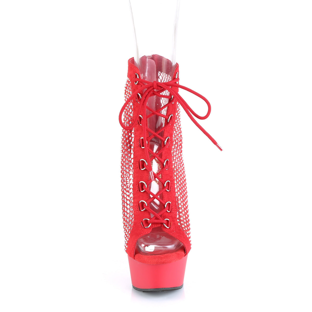 Pleaser  Ankle Boots DELIGHT-600-33RM Red Faux Suede-RS Mesh/Red Matte