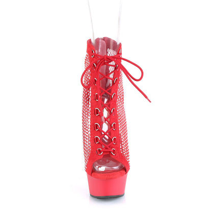 Pleaser  Ankle Boots DELIGHT-600-33RM Red Faux Suede-RS Mesh/Red Matte