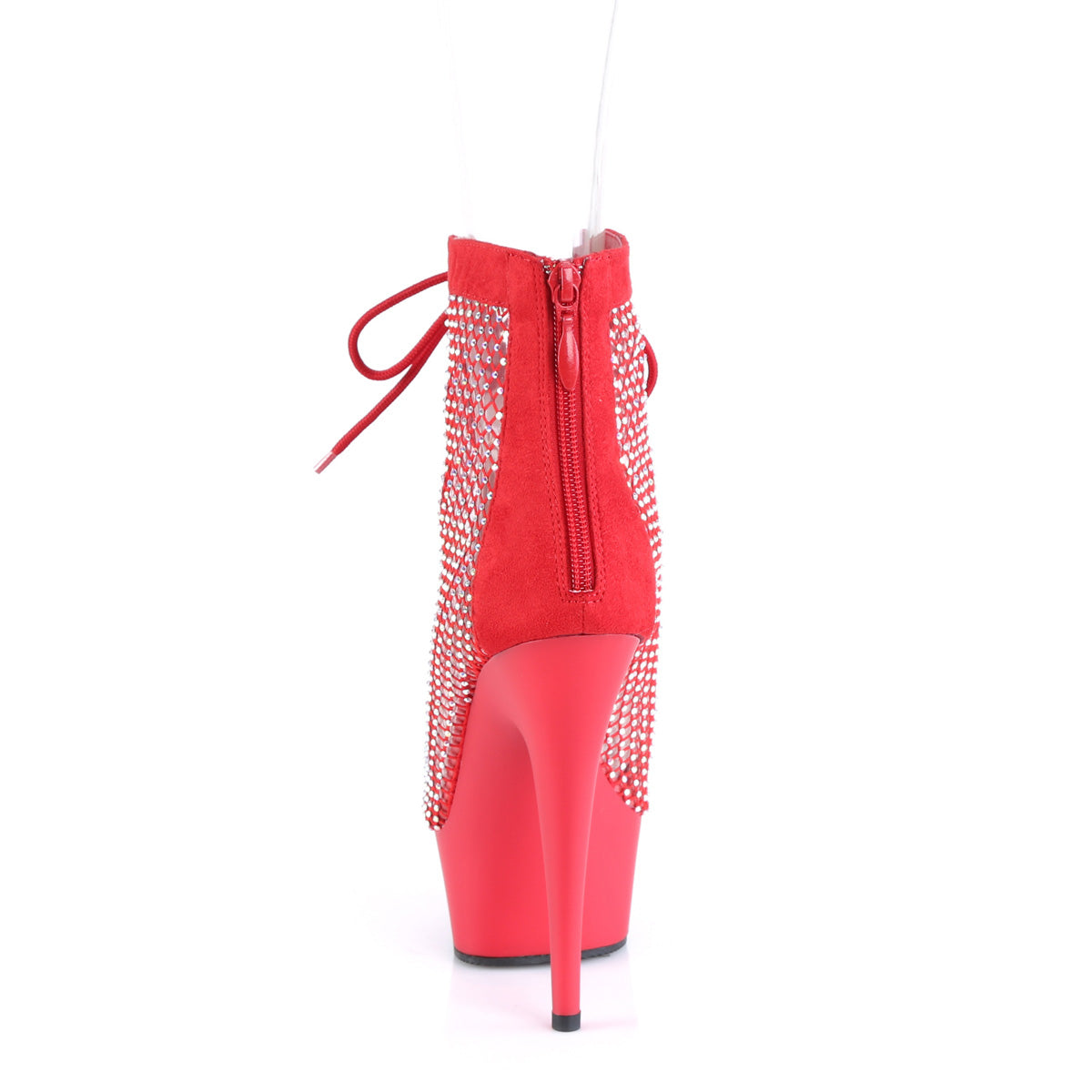 Pleaser  Ankle Boots DELIGHT-600-33RM Red Faux Suede-RS Mesh/Red Matte