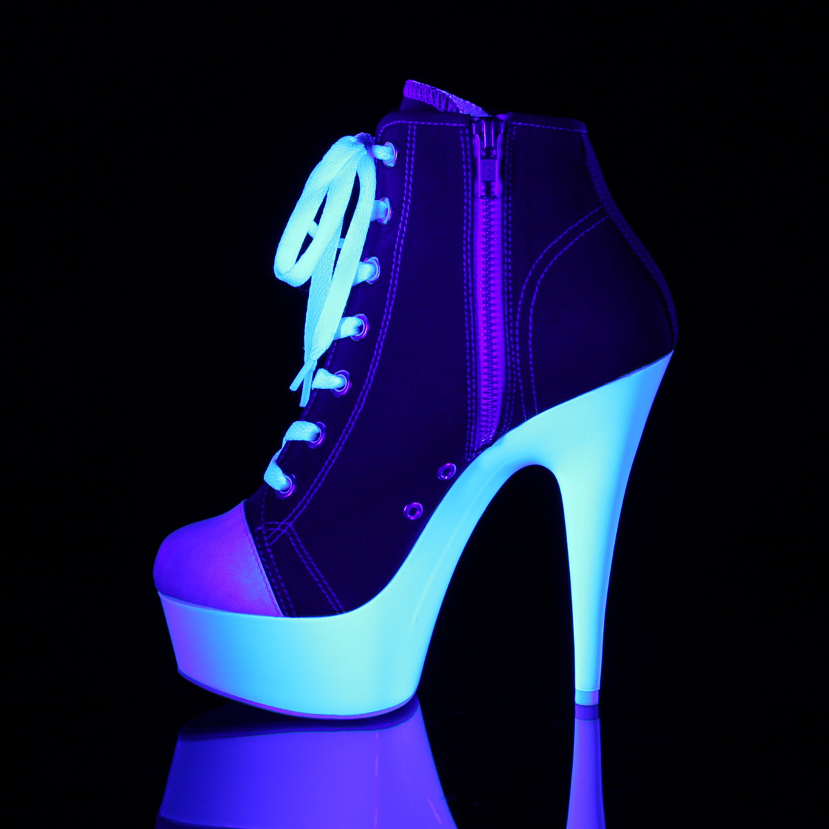 Pleaser Damen Knöchelstiefel DELIGHT-600SK-02 Rotes Leinwand / Neonweiß