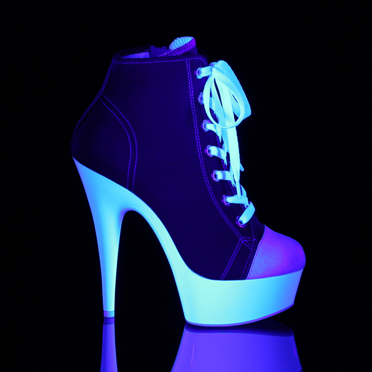 Pleaser Damen Knöchelstiefel DELIGHT-600SK-02 Rotes Leinwand / Neonweiß