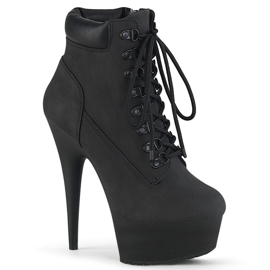 Pleaser Damen Knöchelstiefel DELIGHT-600TL-02 BLK Nubuk Faux Leder / BLK Matte
