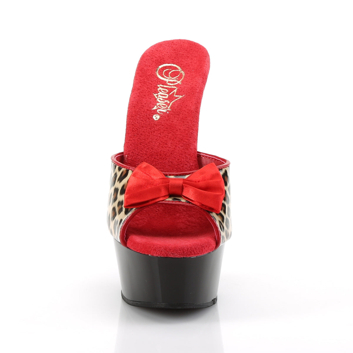 Pleaser Womens Sandals DELIGHT-601-6 Tan Leopard Print Faux Leather/Blk