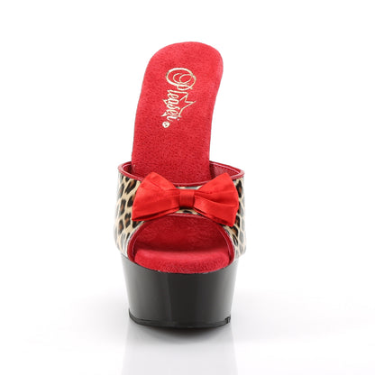 Pleaser Womens Sandals DELIGHT-601-6 Tan Leopard Print Faux Leather/Blk