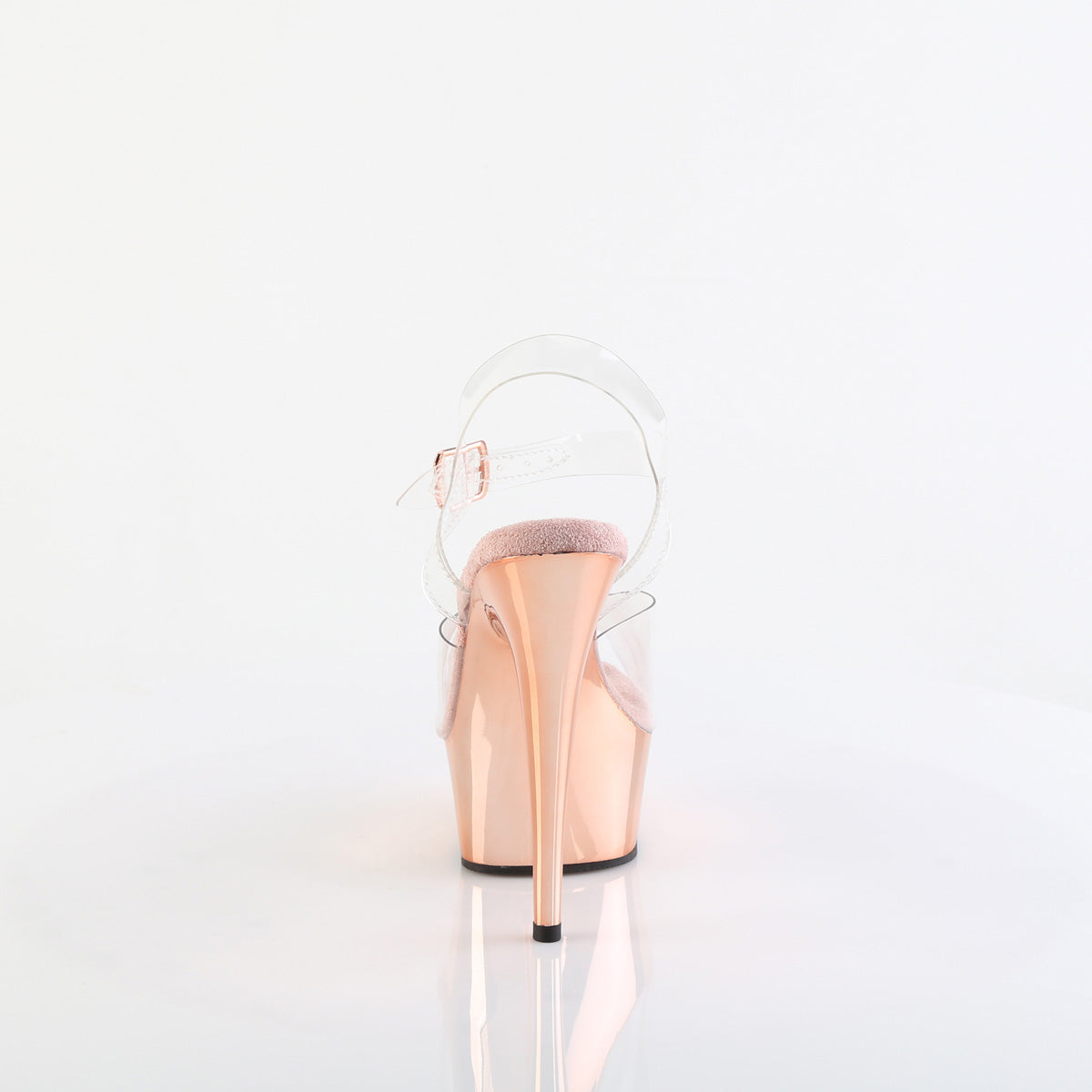 Pleaser Womens Sandals DELIGHT-608 Clr/Rose Gold Chrome