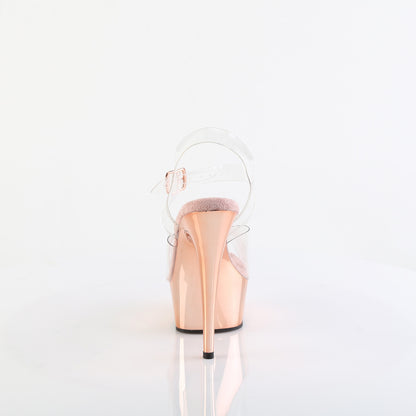 Pleaser Womens Sandals DELIGHT-608 Clr/Rose Gold Chrome
