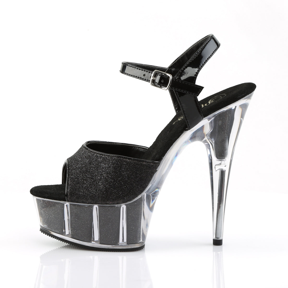 Pleaser Damen Sandalen DELIGHT-609-5G BLK GLTR / BLK GLTR