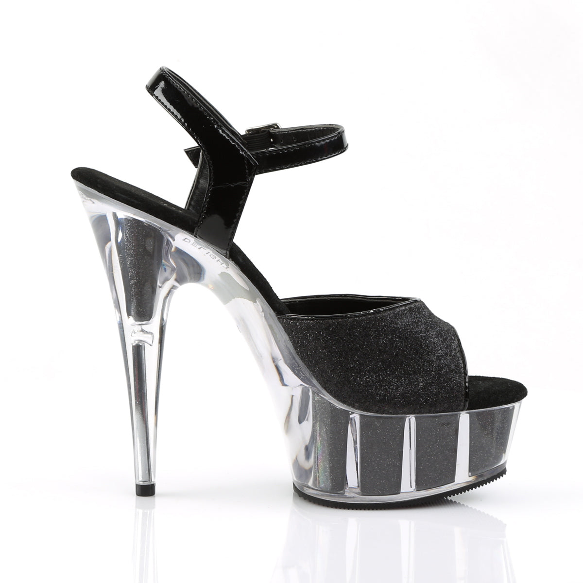 Pleaser Damen Sandalen DELIGHT-609-5G BLK GLTR / BLK GLTR