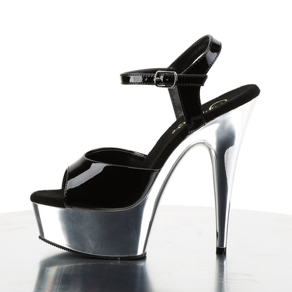 Pleaser Damen Sandalen DELIGHT-609 BLK / SLV Chrome