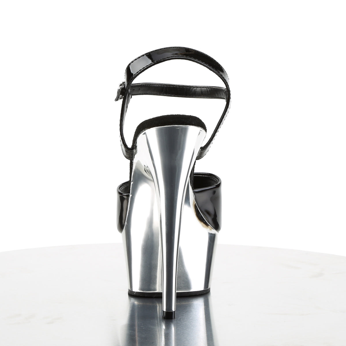 Pleaser Damen Sandalen DELIGHT-609 BLK / SLV Chrome