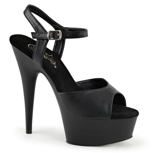 Pleaser Damen Sandalen DELIGHT-609 BLK Faux Leder / BLK Matte