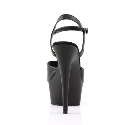 Pleaser Damen Sandalen DELIGHT-609 BLK Faux Leder / BLK Matte