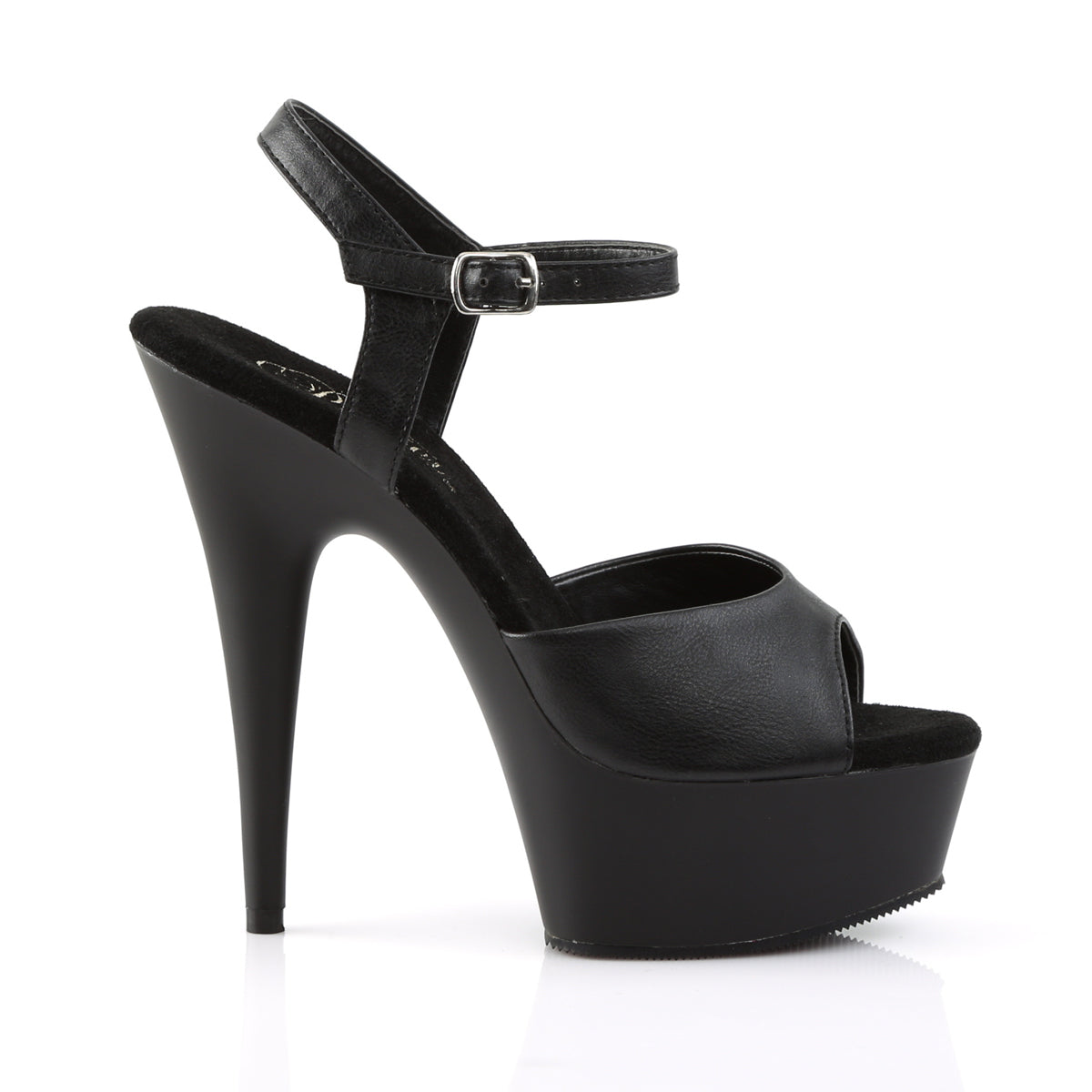 Pleaser Damen Sandalen DELIGHT-609 BLK Faux Leder / BLK Matte