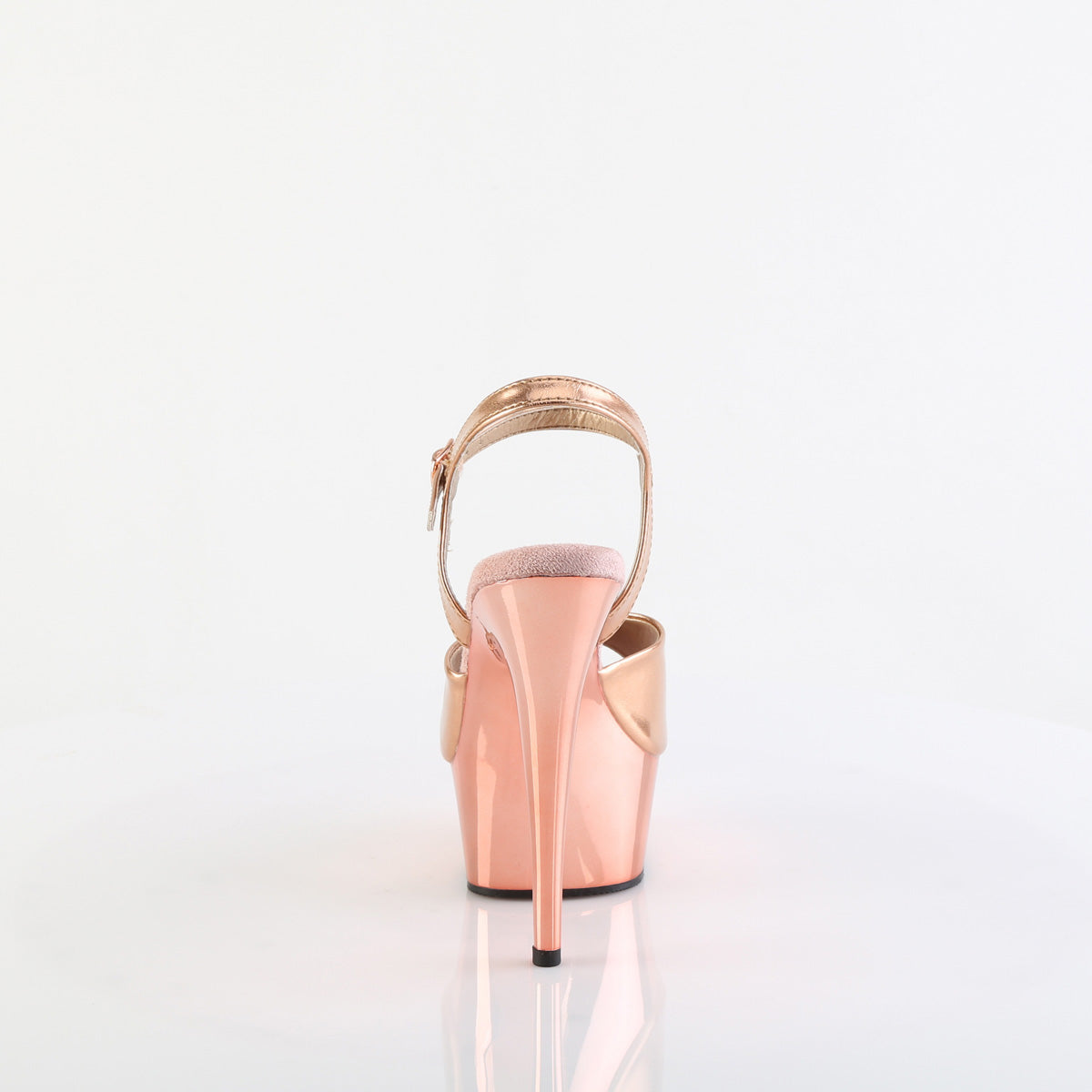 Pleaser Womens Sandals DELIGHT-609 Rose Gold Met. Pu/Rose Gold Chrome