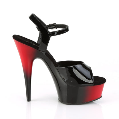 Pleaser Damen Sandalen DELIGHT-609BR BLK Pat / Red-BLK