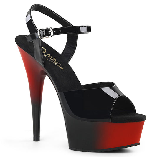 Pleaser Damen Sandalen DELIGHT-609BR BLK Pat / Red-BLK