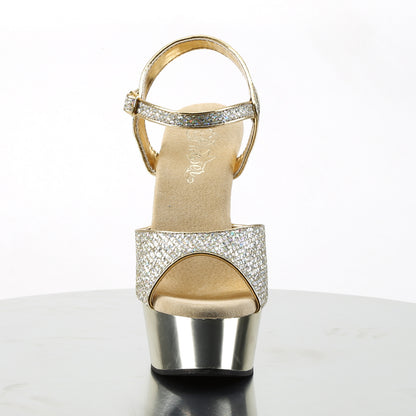 Pleaser Womens Sandals DELIGHT-609G Gold Multi Gltr/Gold Chrome