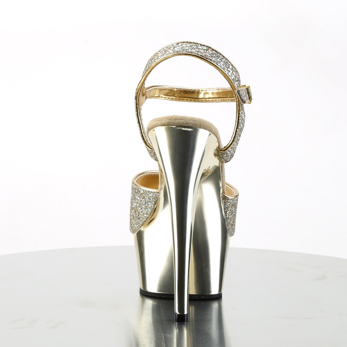 Pleaser Damen Sandalen DELIGHT-609g Gold Multi Gltr / Gold Chrome