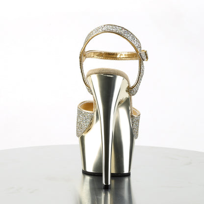 Pleaser Womens Sandals DELIGHT-609G Gold Multi Gltr/Gold Chrome