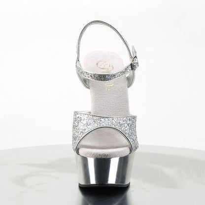 Pleaser Womens Sandals DELIGHT-609G Slv Multi Gltr/Slv Chrome