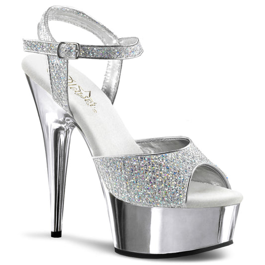 Pleaser Womens Sandals DELIGHT-609G Slv Multi Gltr/Slv Chrome