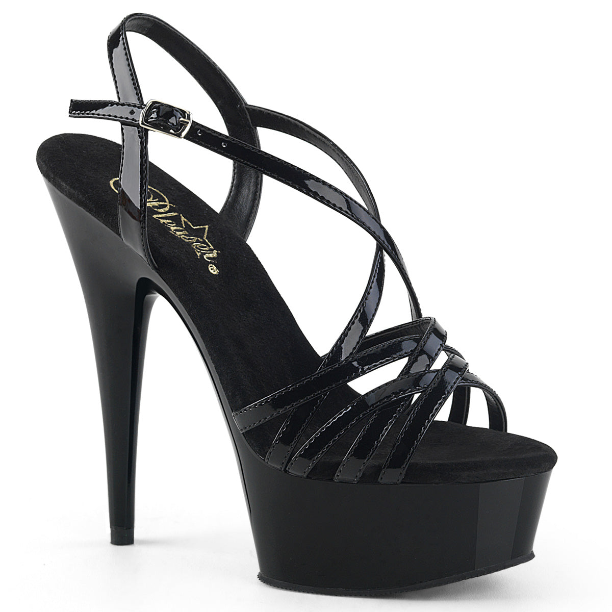 Pleaser Damen Sandalen DELIGHT-613 BLK Pat / BLK