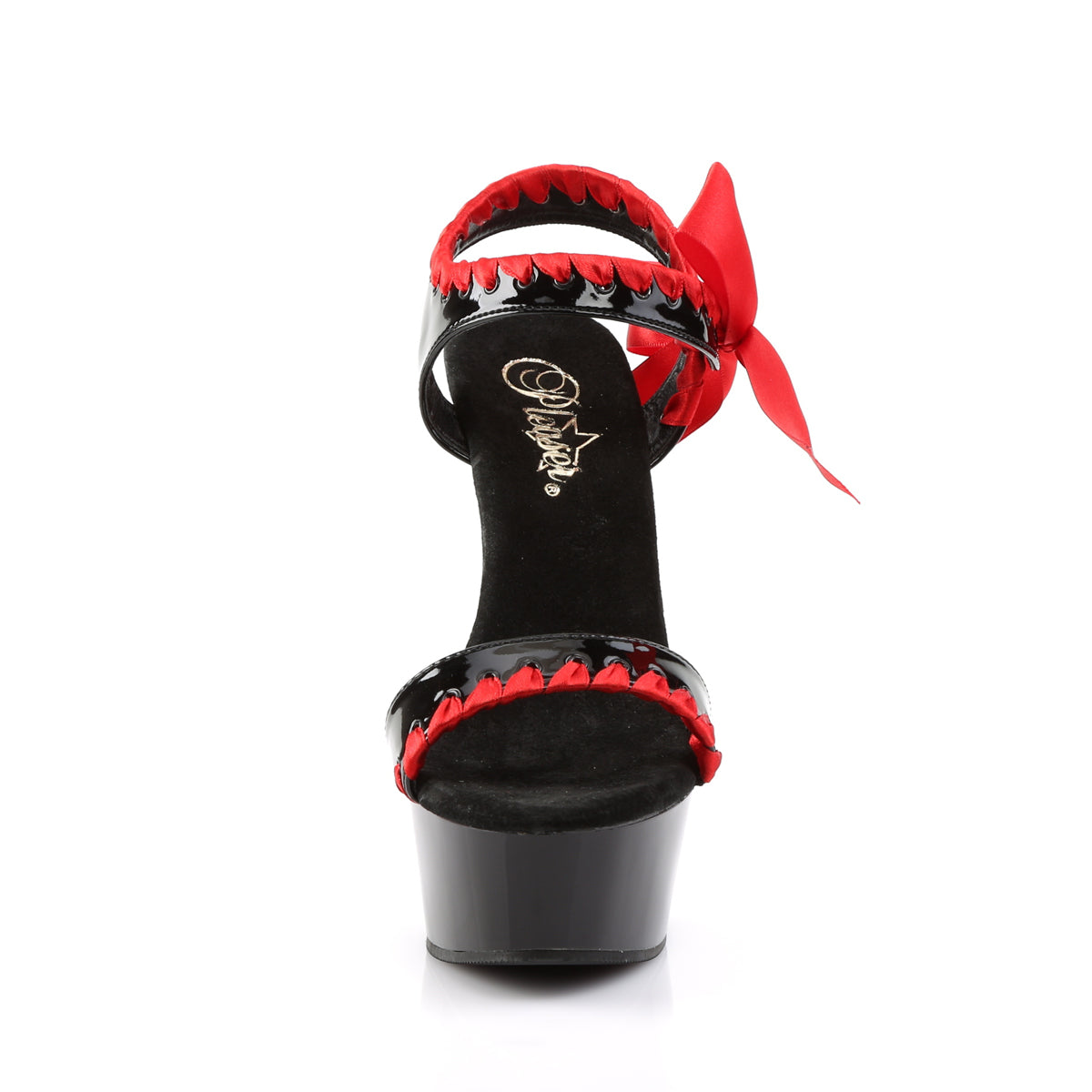 Pleaser Damen Sandalen DELIGHT-615 blk-rot / black