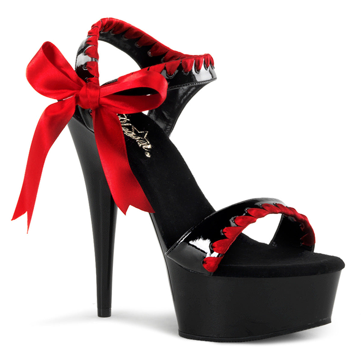 Pleaser Damen Sandalen DELIGHT-615 blk-rot / black