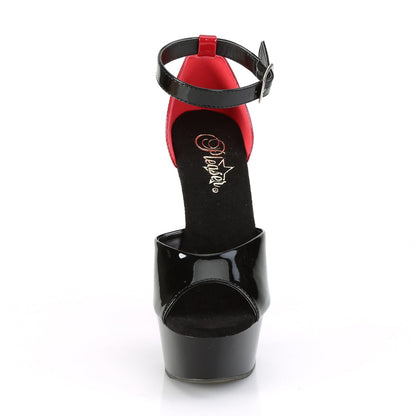 Pleaser Damen Sandalen DELIGHT-617 BLK-Red Pat / BLK-rot