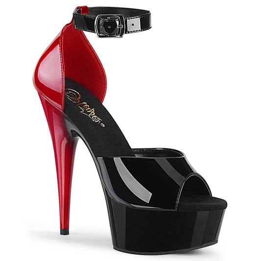 Pleaser Damen Sandalen DELIGHT-617 BLK-Red Pat / BLK-rot