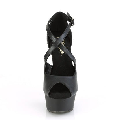 Pleaser Damen Sandalen DELIGHT-621 BLK Faux Leder / BLK Matte