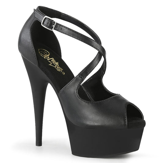 Pleaser Damen Sandalen DELIGHT-621 BLK Faux Leder / BLK Matte