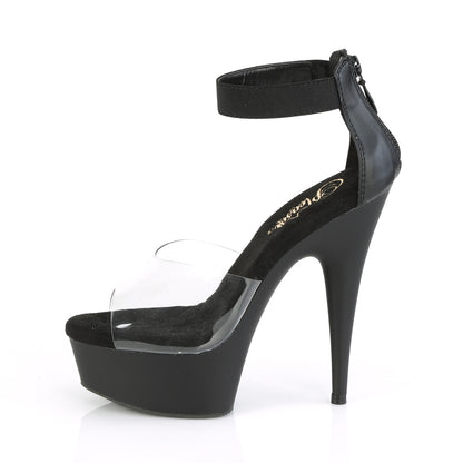 Pleaser Damen Sandalen DELIGHT-624 CLR-BLK-elastisches Band / BLK Matte