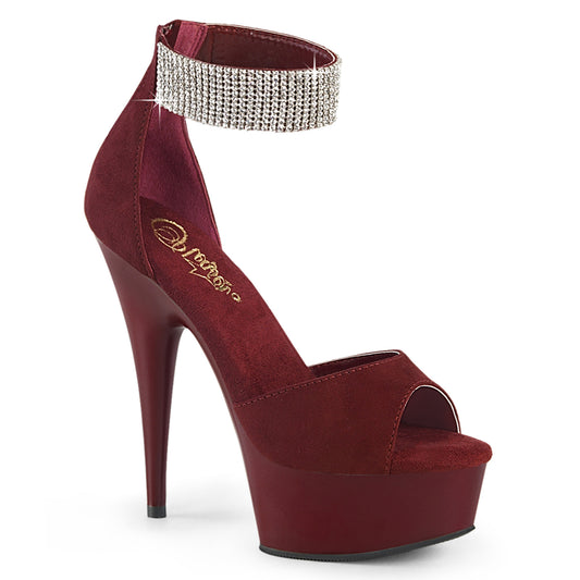 Pleaser   DELIGHT-625 Burgundy Faux Suede/Burgundy Matte