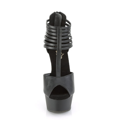 Pleaser Damen Sandalen DELIGHT-626 BLK Faux Leder / BLK Matte